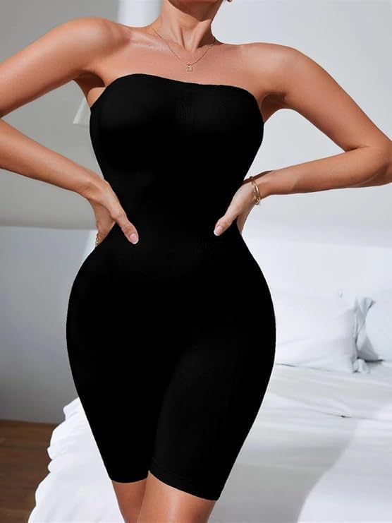 JEMSKY™ Strapless Full-Body Shaper Bodysuit – Firm Tummy Control | Seamless Slimming | Black