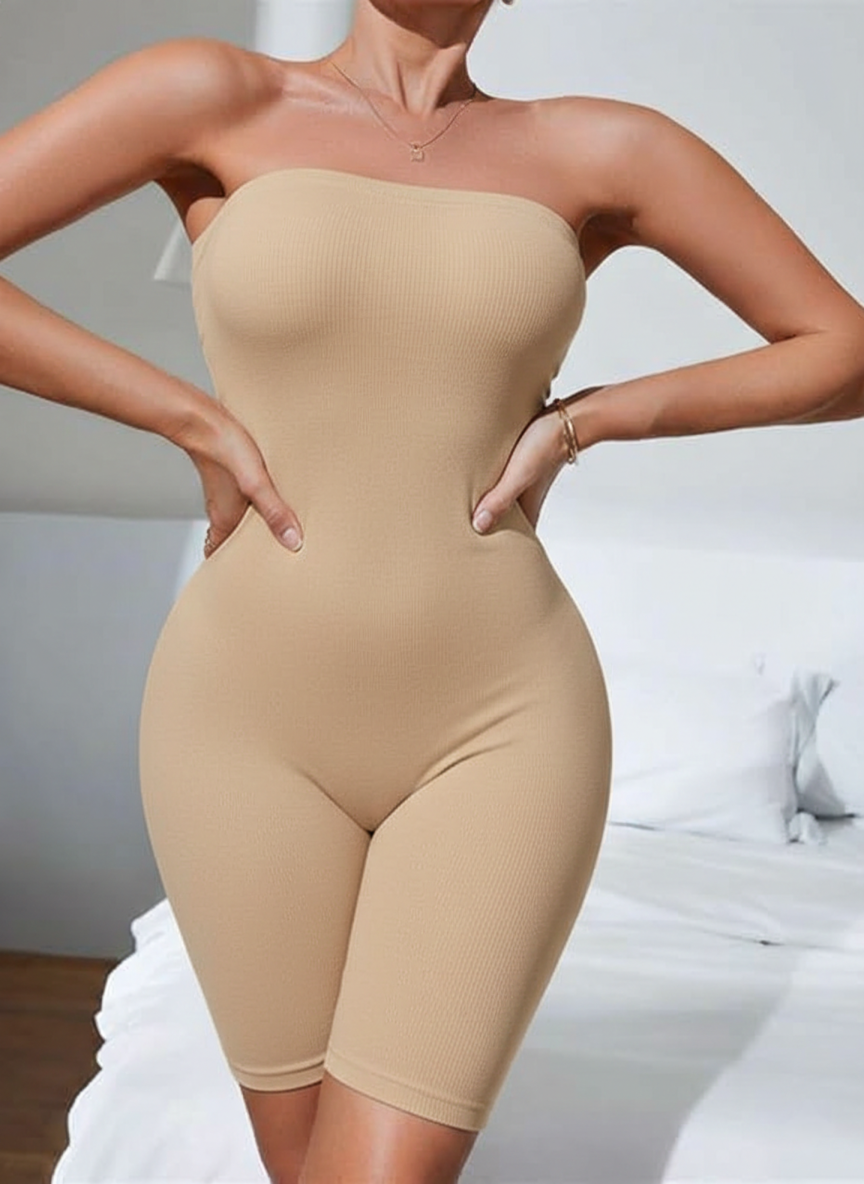 JEMSKY™ Strapless Full-Body Shaper Bodysuit – Firm Tummy Control | Seamless Slimming | Beige