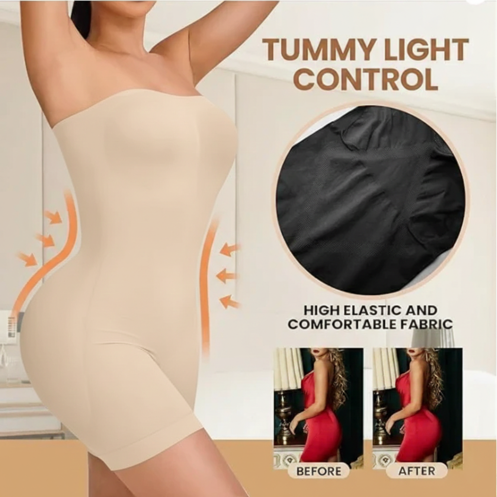 JEMSKY™ Strapless Full-Body Shaper Bodysuit – Firm Tummy Control | Seamless Slimming | Beige