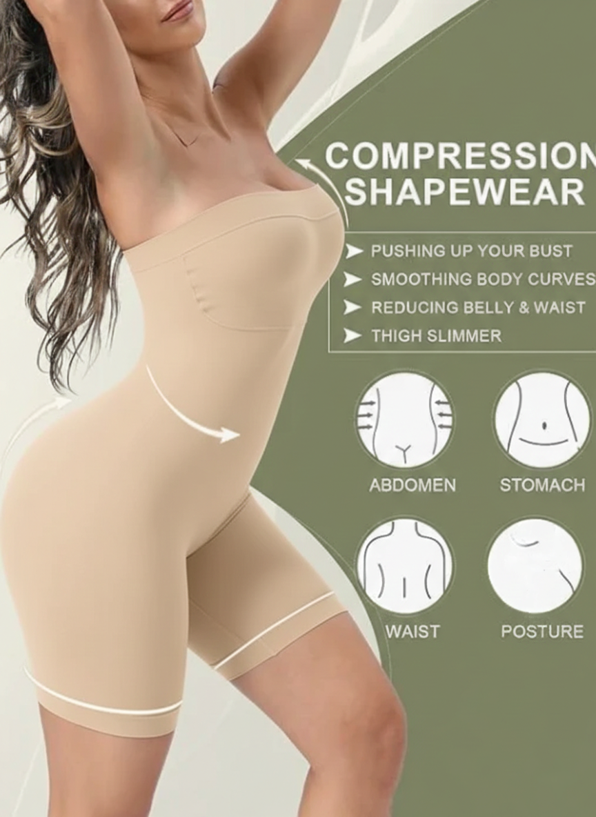 JEMSKY™ Strapless Full-Body Shaper Bodysuit – Firm Tummy Control | Seamless Slimming | Beige