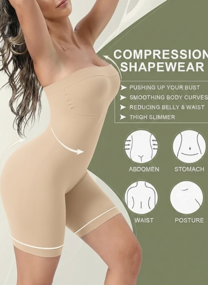 JEMSKY™ Strapless Full-Body Shaper Bodysuit – Firm Tummy Control | Seamless Slimming | Beige